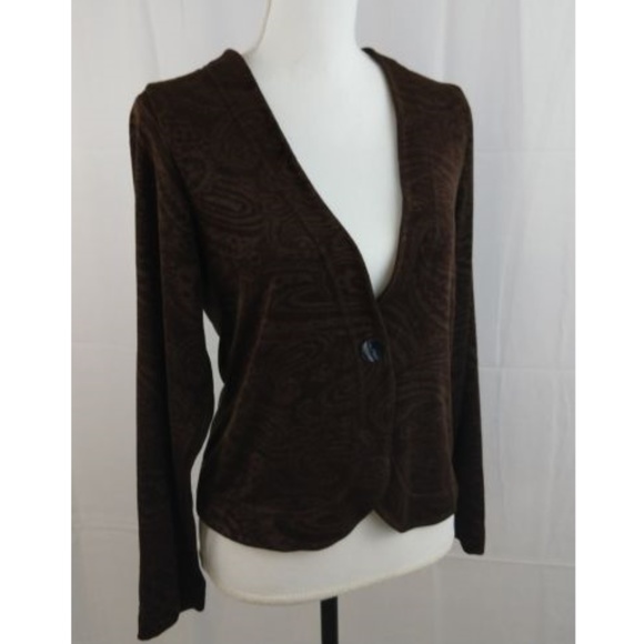 Brown Paisley Cardigan Travel Knit - Picture 1 of 5